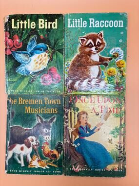 Rand McNally Junior Elf Book Lot of 4 - Vintage Children's Books - Little Racoon